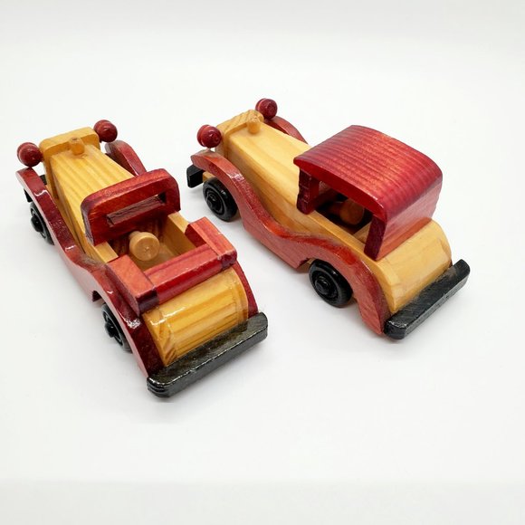 Vintage Small Wooden Cars Handmade Crafted Wood Collectible - Picture 5 of 8